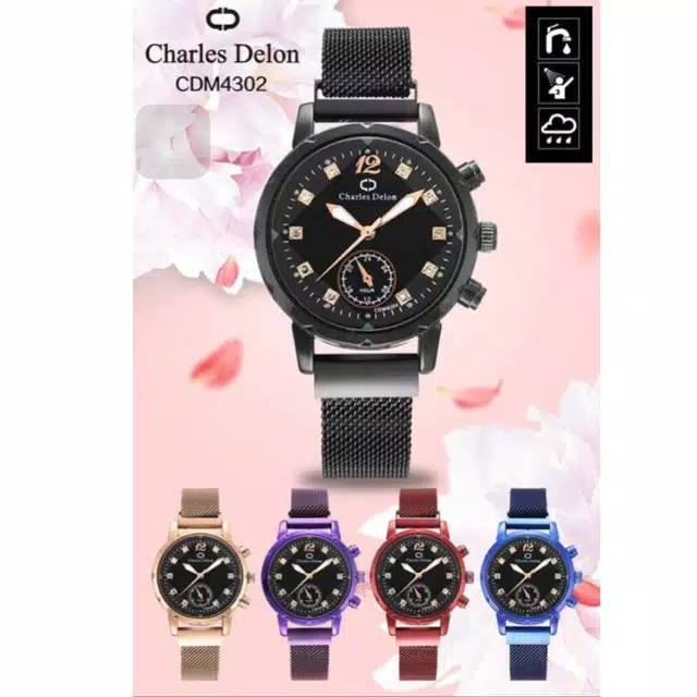 jam tangan charles delon magnet ORI tahan air + BOX