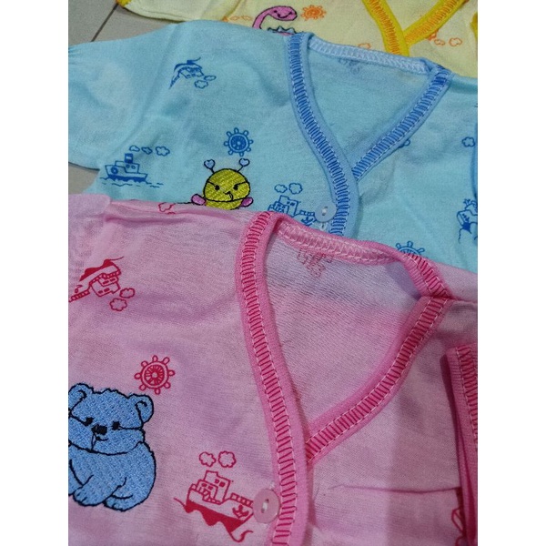 Baju Bayi Baru Lahir Lengan Pendek Katun WARNA Atasan Bayi Ukuran New Born Perlengkapan Bayi Baru Lahir Lusinan