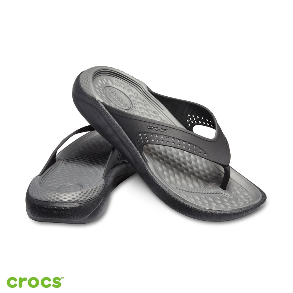 Crocs Literide Flip / Literide Jepit / Sandal Unisex / Sandal Pria / Sandal Wanita / Original - Black Gray  G205182-0DD