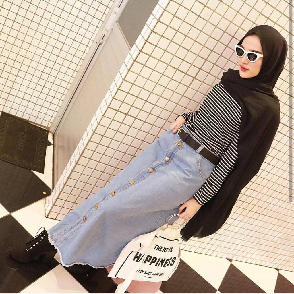 ROK JEANS BUTTON RAWIS | BUTTON SKIRT | ROK KANCING JEANS RAWIS