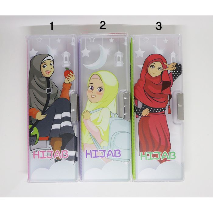 

KOTAK PENSIL 2 SISI TRANSPARAN HIJAB MUSLIM JILBAB / Tempat Pens