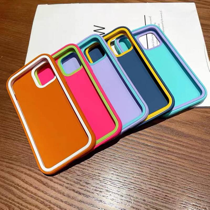 3 in 1 Soft Case Silikon Cair Shockproof Bumper Belakang Untuk iPhone 13 12 11 Pro MAX X XS MAX XR SE 2022 2020 7 8 Plus