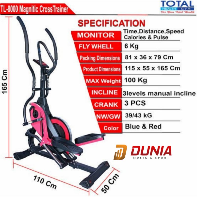 Standing Eleptical TL-8000 Crostainer Total Fitness