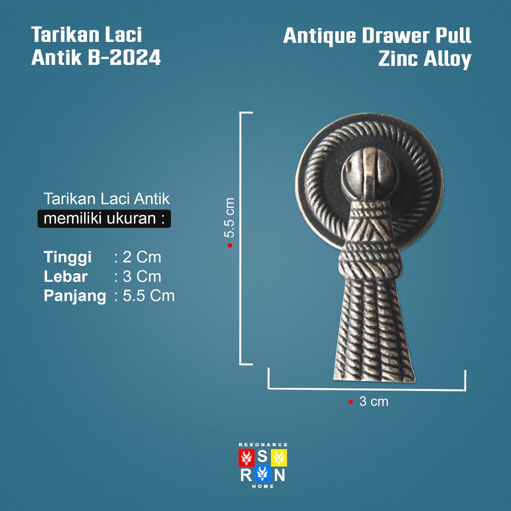 Tarikan Knob Laci Lemari Antik Klasik B-2024 / Door Knob Resonance Home