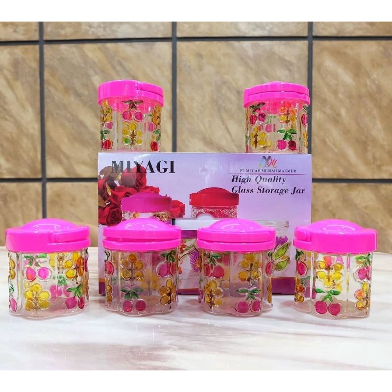 TOPLES MIYAGI CORAK CHERRY TUTUP MERAH MUDA ( 6 PCS)