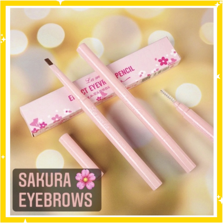 LAMEILA Pensil Alis Pink Sakura Eyebrow 2 in 1 Kepala Ganda 7 Warna LA024 2013