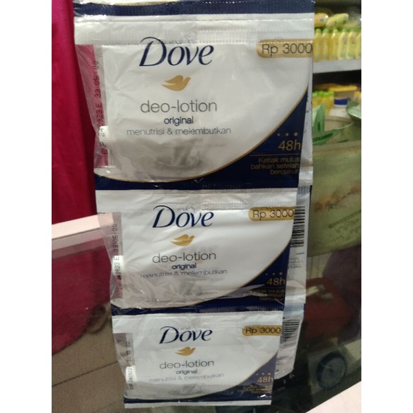 Dove Deodorant Original Sachet 9gr/Deolotion.(harga 1 renceng)