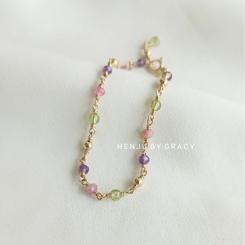 HENJU BY GRACY | Wire Wrapped Bracelet | Multi Gemstone Bracelet | 14k Gold Filled | Rose Gold Fille