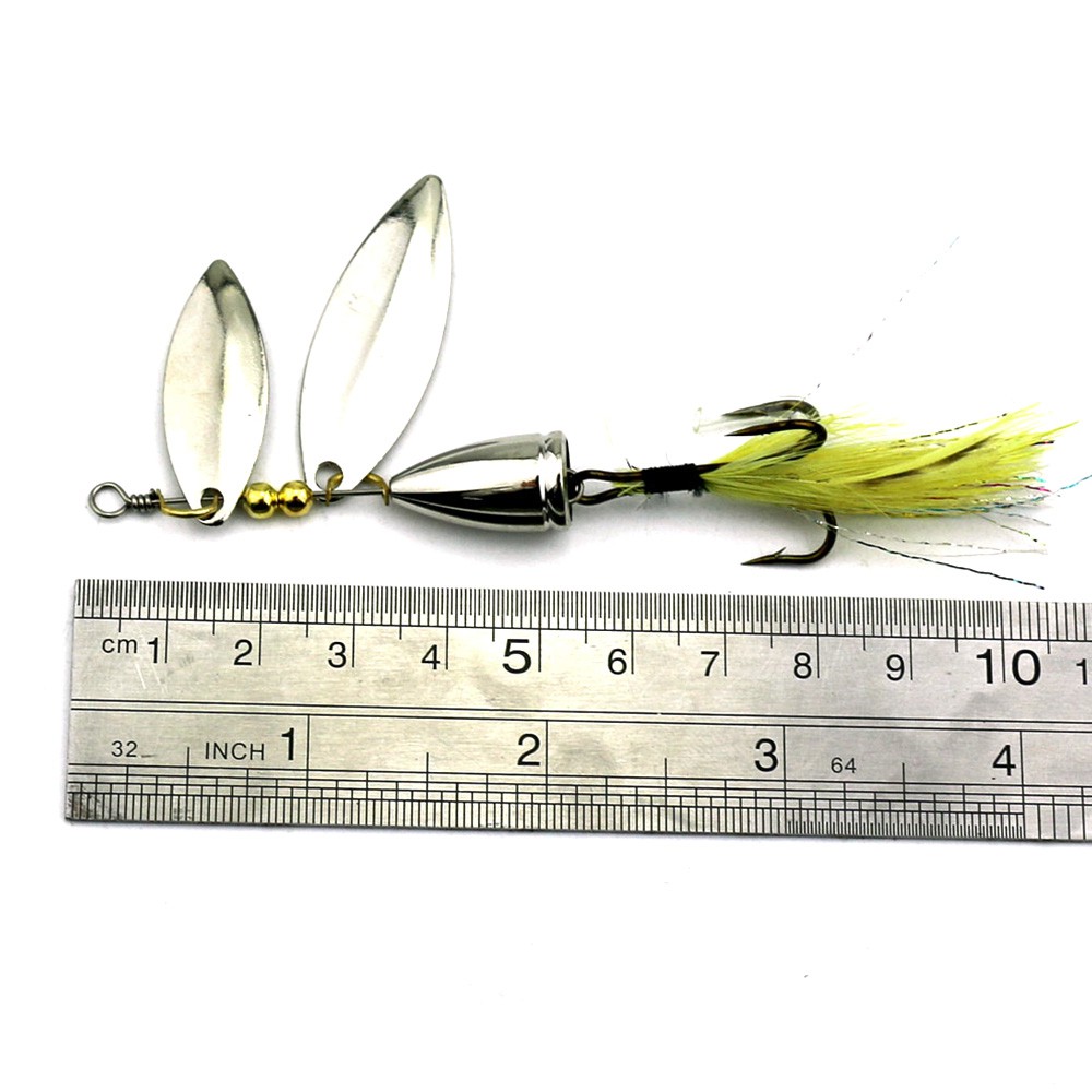 Hengjia 1Pc Umpan Pancing Putar Sequin 8.1cm 10.5g Dengan 6 Kait Bulu Untuk Ikan Bass Fishing Lure