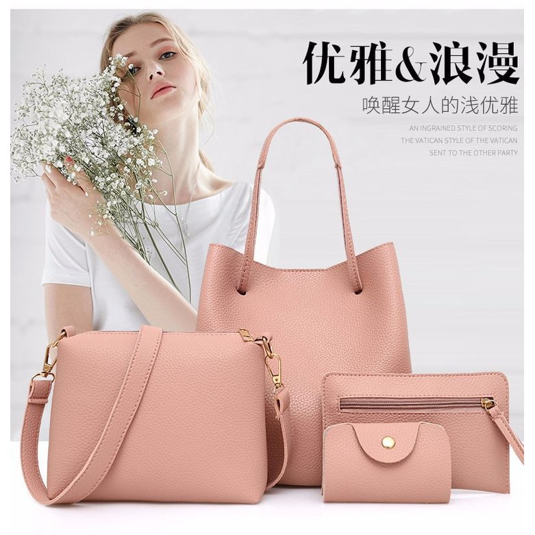 TB-83 set 4 pcs tas wanita selempang dompet bahu import korea jepang