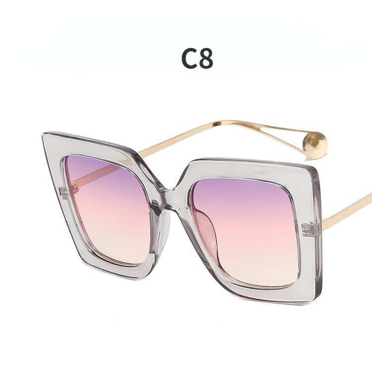 (San9) Kacamata Hitam frame Kotak Besar Hias Mutiara Imitasi Gaya Eropa / Amerika Untuk Wanita 2022-C8