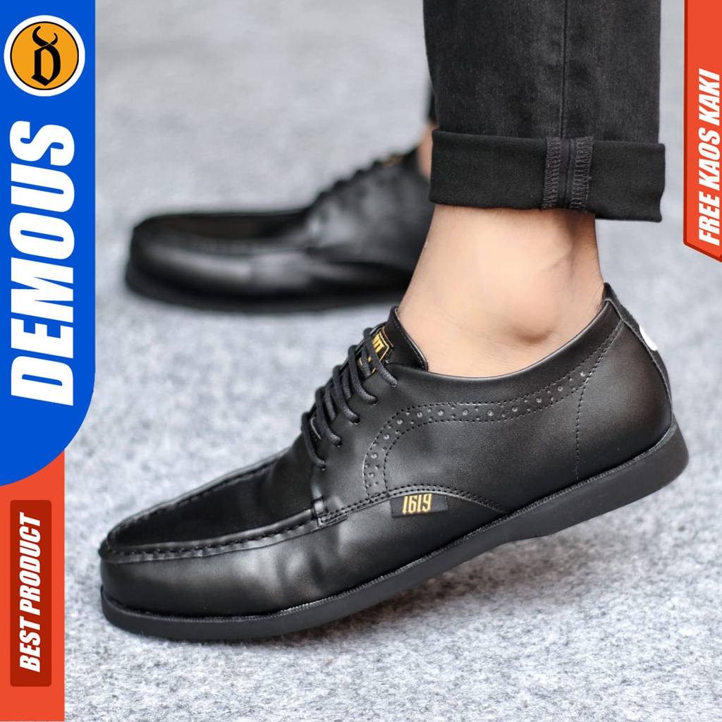 Sepatu Casual Pria Formal Pantofel Hitam Kerja Kantor Kuliah Kondangan Kulit Syntetic Keren Fashion Terbaru