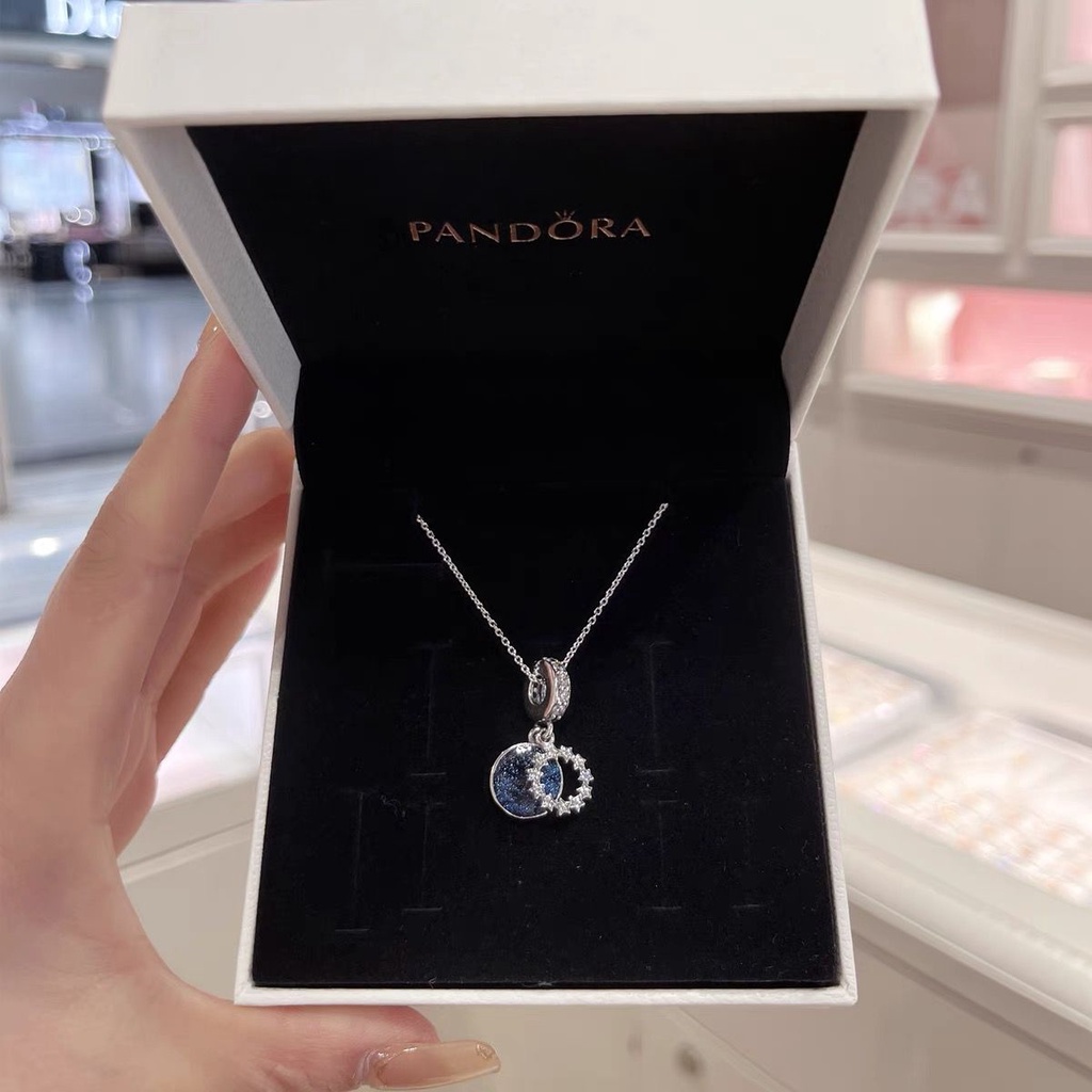 Pandora Kalung 925 Silver Cubic Zirconia Dengan Liontin Bentuk Bintang Untuk Wanita