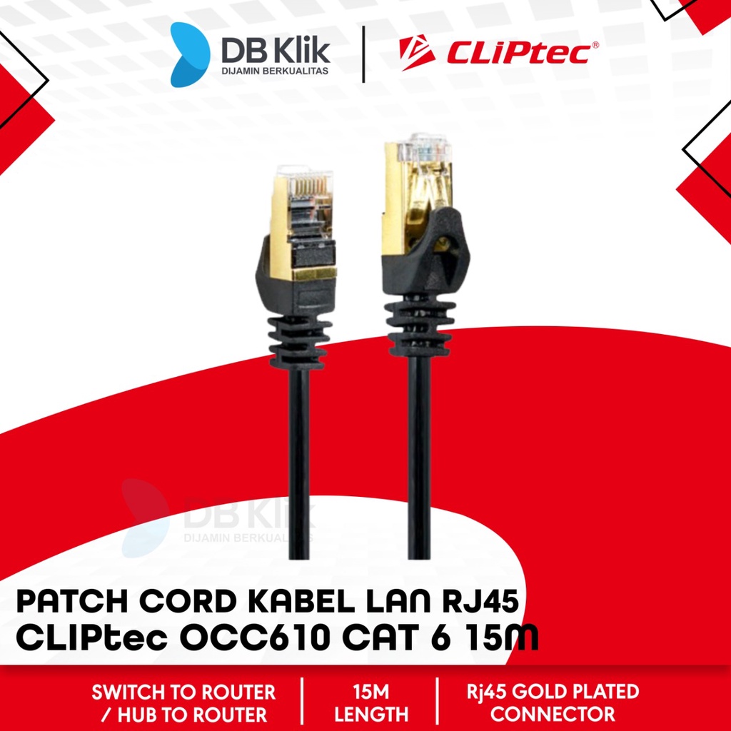 Patch Cord Kabel LAN RJ45 CLIPtec OCC610 Cat 6 15Meter- Cable UTP Cat6