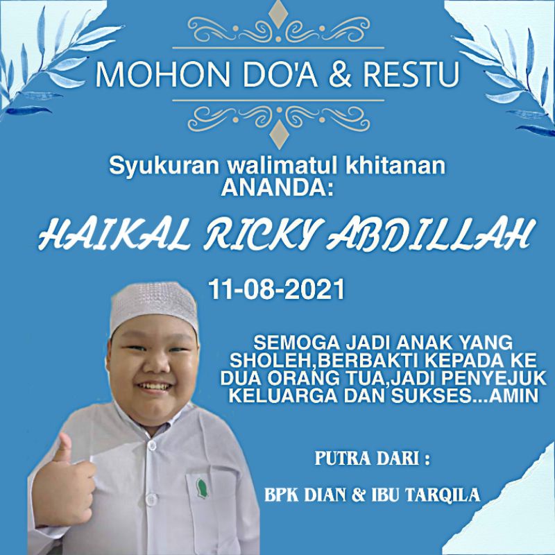 GRATIS DESIGN  BANNER/SPANDUK KHITANAN ANAK SIZE 1X1 METER