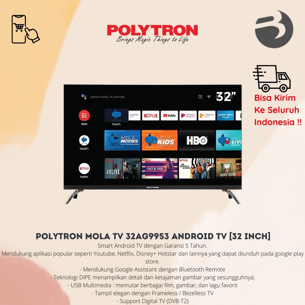 POLYTRON MOLA TV  PLD 32AG5959 Android TV [32 Inch]