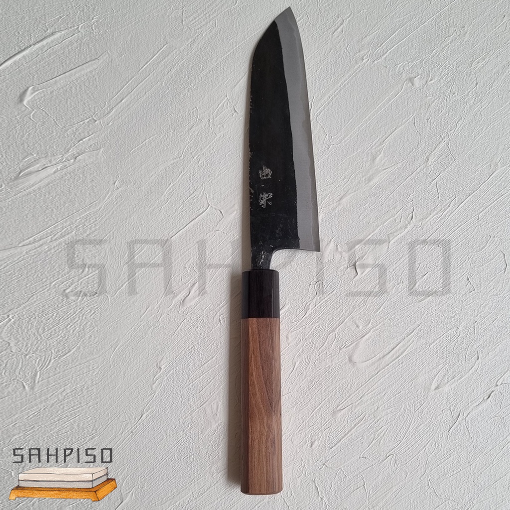 Yoshimune Kurouchi Santoku Blue Steel Aogami #2 165 mm Pisau Jepang