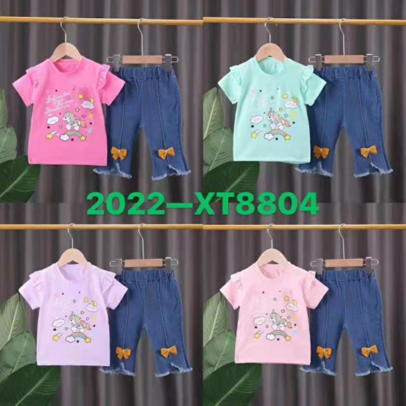 setelan celana jens import anak perempuan 2-4tahun