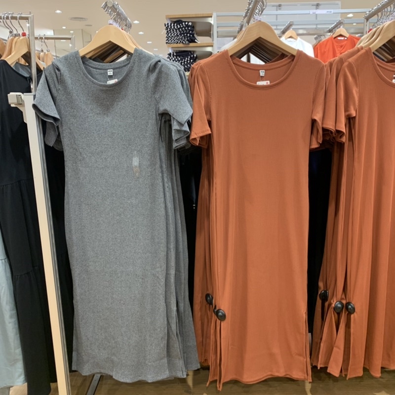 Jastip Uniqlo Side Slit Rib Knit Dress