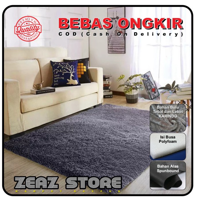 TIKAR-KARPET- KARPET BULU RASFUR MURAH - BIRU -KARPET-TIKAR.