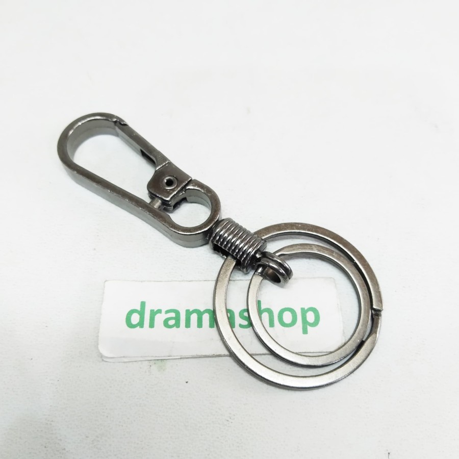 Gantungan Kunci Stainless Chrome Dobel Ring Dual