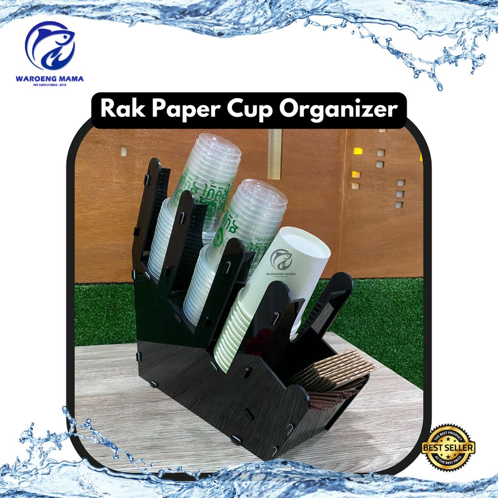 Cup organizer akrilik rak paper cup rak cup plastik rak cup coffee rak cup toko kopi