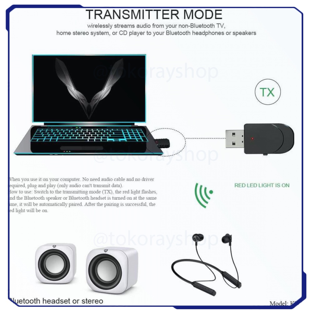 2 in 1 USB Audio Bluetooth 5.0 Transmitter &amp; Receiver - KN330