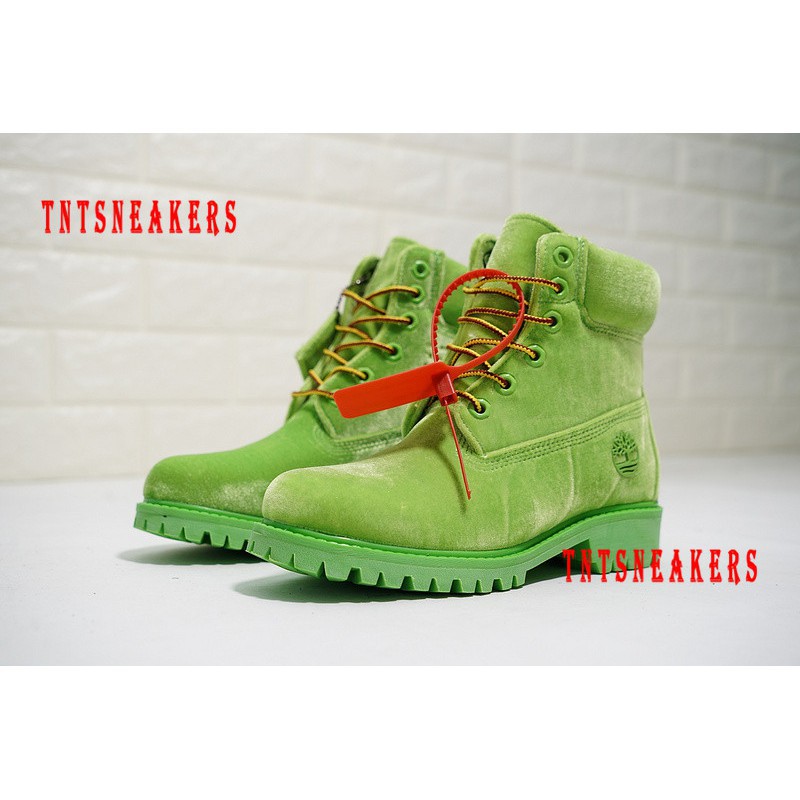 off white x timberland green