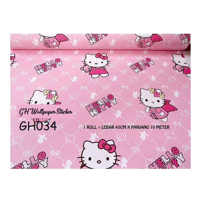 Wallpaper dinding 3d motif elegant / Wallpaper dinding kamar tidur anak wallstiker Motif Hello Kitty Ukuran 45cm x 9m