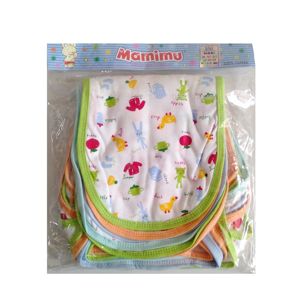 Mamimu Popok Tali Dasar Putih Motif Popok Bayi Isi 6 Pcs