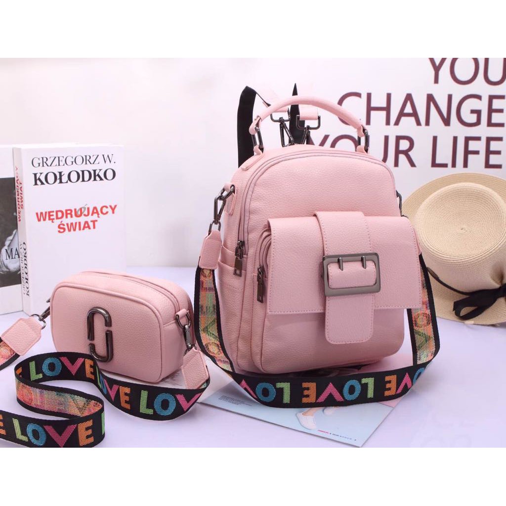 TS WANITA-TAS IMPORT-Ransel Marc Jacobs Love 3fungsi 3370  set 2in1