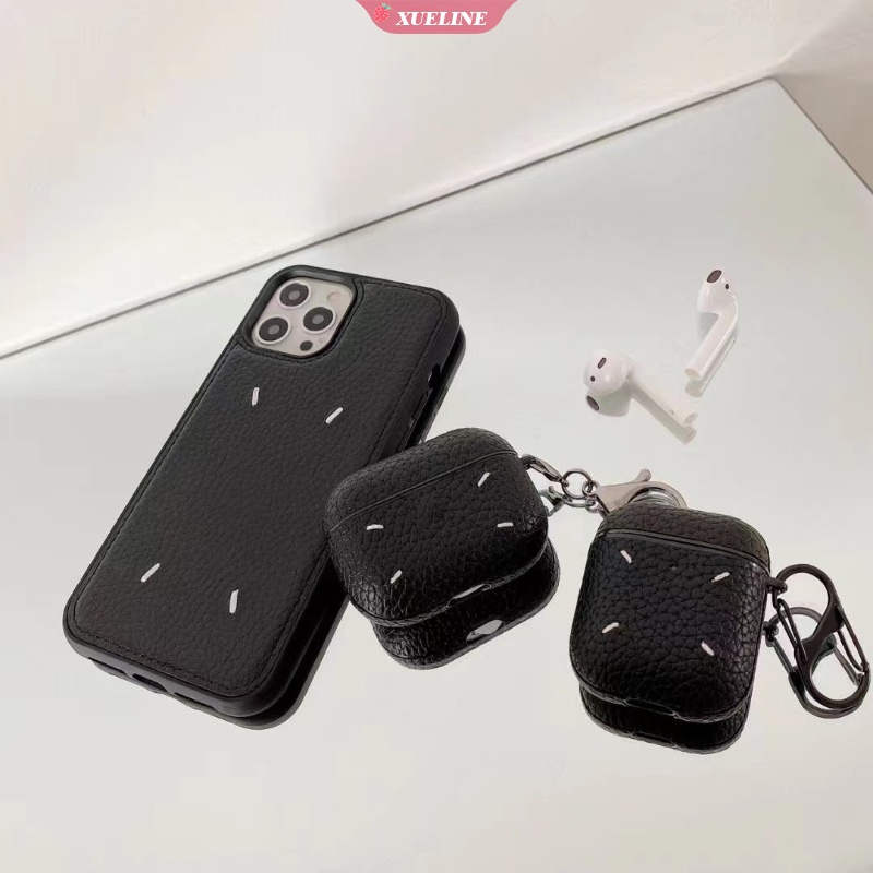 Casing Soft Case Bahan Kulit Desain Martin Margiela Untuk AirPods 1 / 2 / 3 Pro