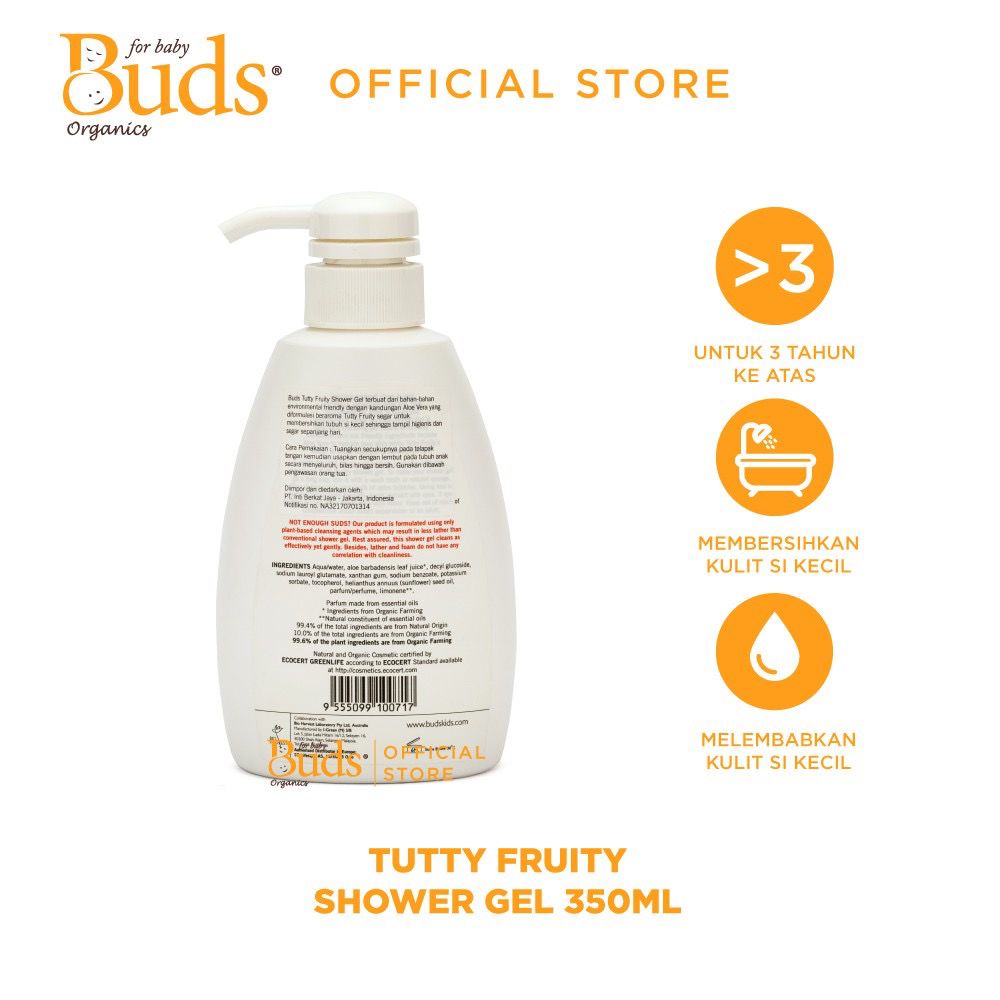 Buds Organics - Shower Gel 350ml all Varian / Sabun Mandi Anak