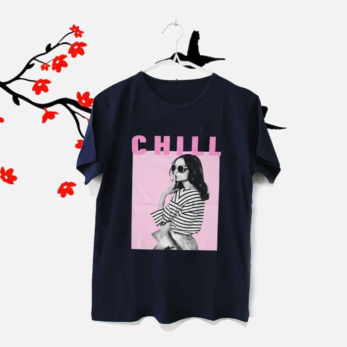 INC298 Tumblr Tee TShirt Kaos Wanita Lengan Pendek Chill Warna Navy