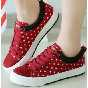 SEPATU KETS WANITA OLGA HARGA MURMER KETS POLKADOT MERAH CANTIK KETS CASUAL MODIS MALL