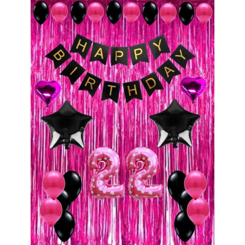 PAKET DEKORASI ULANG TAHUN/ HAPPY BIRTHDAY TEMA BLACK PINK