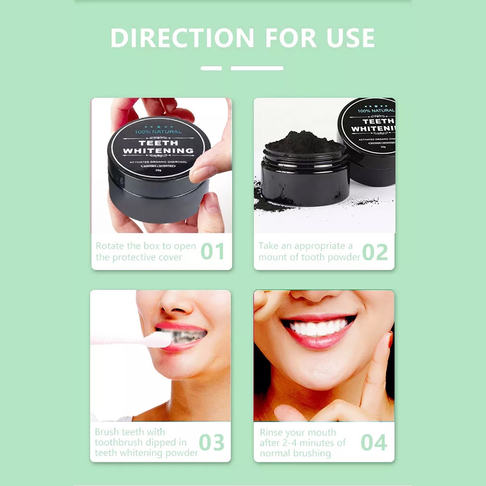 Teeth Whitening Charcoal Powder Pemutih Gigi 100% Natural