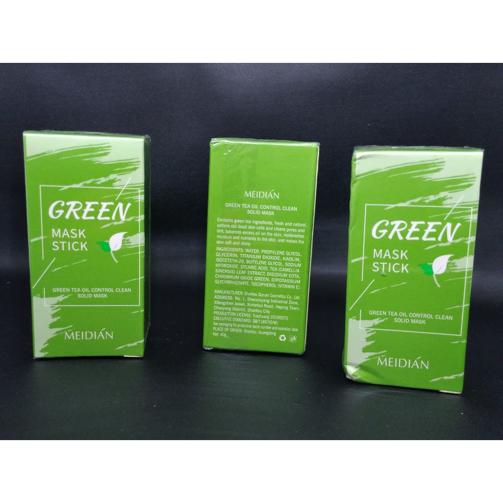 Meidian Green Mask Stick Original 40gr Green Tea Masker Stik Oil Control Clean Solid Mask Menyeimbangkan Minyak Berlebih Pada Kulit Mengangkat Sel Kulit Mati Menghilangkan Komedo