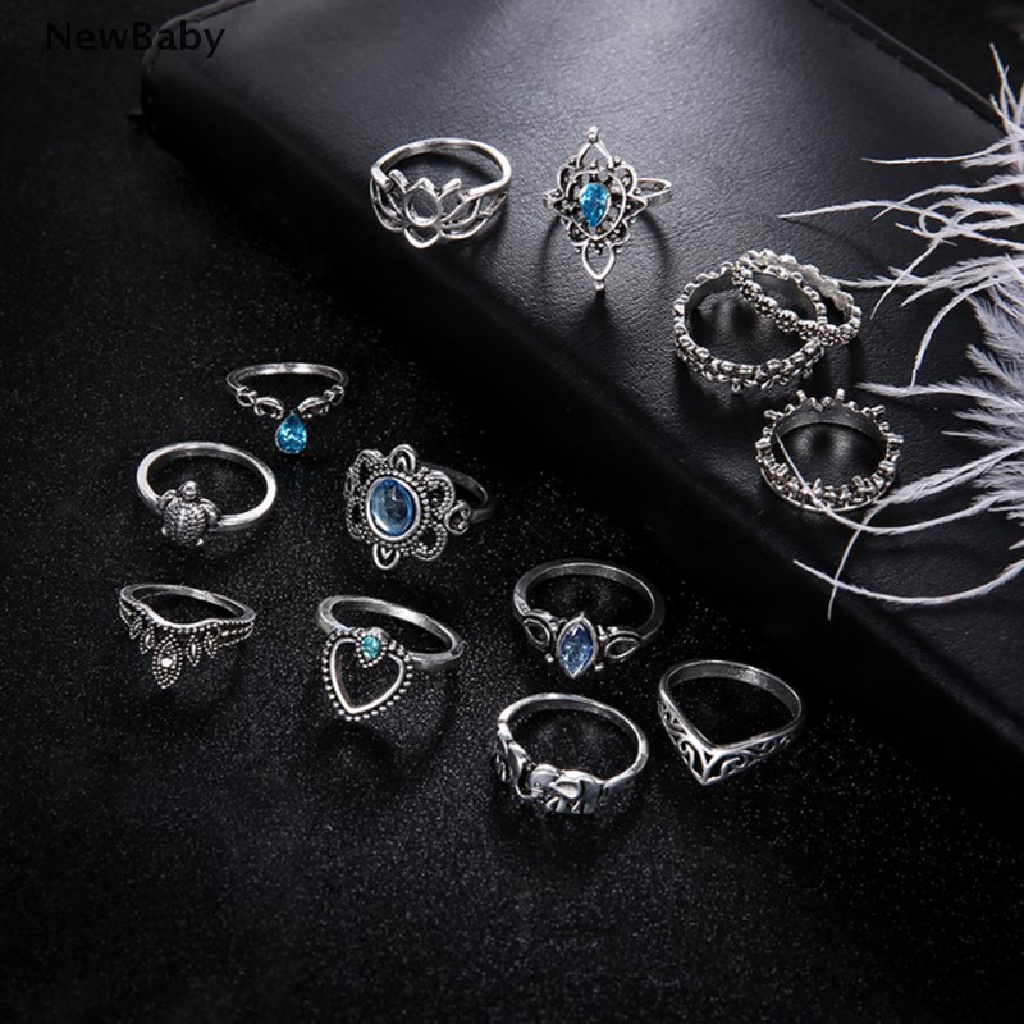 Newbaby 13pcsset Cincin Wanita Aneka Desain Gaya Retrobohobohemian Untuk Pesta