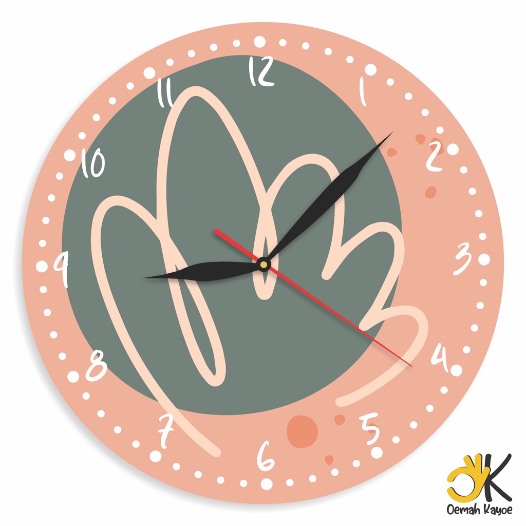 JAM DINDING UNIK AESTHETIC SHABBY CHIC WALL CLOCK RUMAH KAYU BOHO ESTETIK RETRO-PEACH WAVE