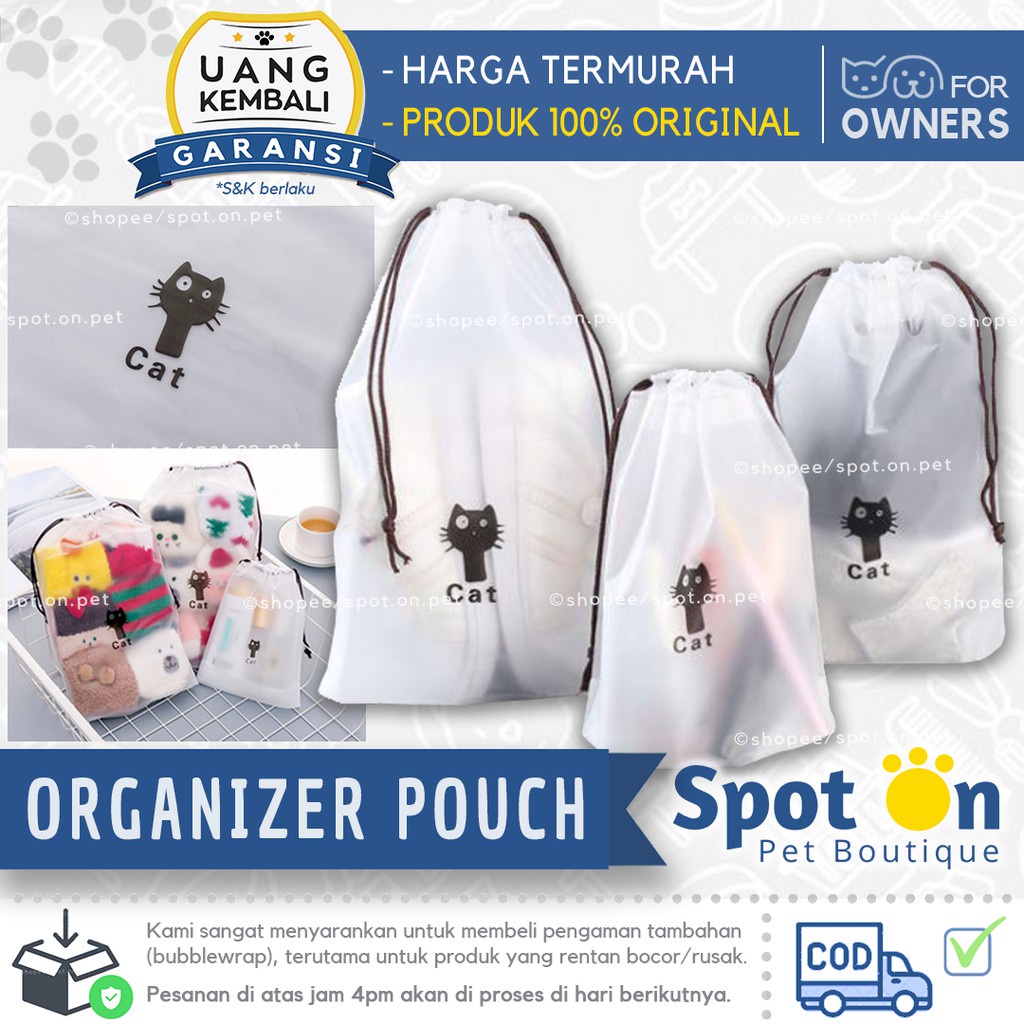 Cat Travel Organizer Pouch | Kantong Penyimpanan | Tas Serut