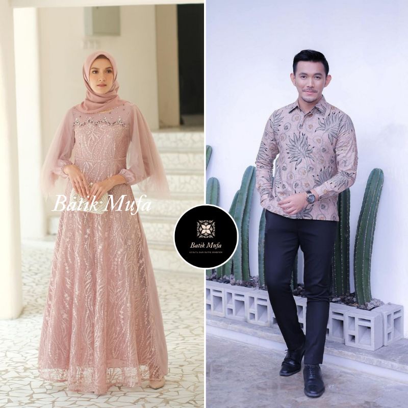 Luna Dress couple Batik | Baju bresmaid Gamis modern Dress brokat baju lebaran terbaru