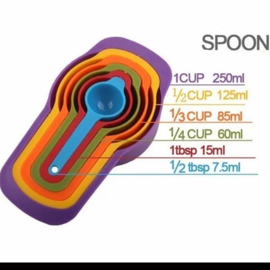 6 in 1 Sendok Takar Set Warna Warni Besar Measuring Spoon Set 6 in 1 || Sendok takar jumbo 6 in 1 set measuring spoon cup takaran besar susu tepung adonan kue kitchen alat dapur (BIC)