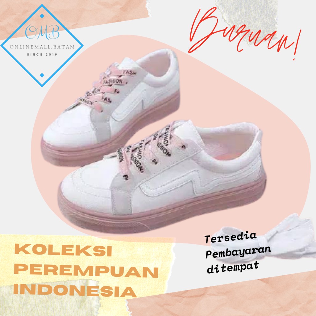 Sepatu Sneakers Kanvas Wanita Casual Import Sport Shoes Original Hitam Putih Onlinemall (8805)-1