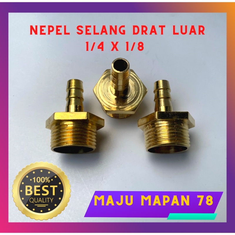 NEPEL SELANG DRAT LUAR KUNINGAN 1/4 x 1/8