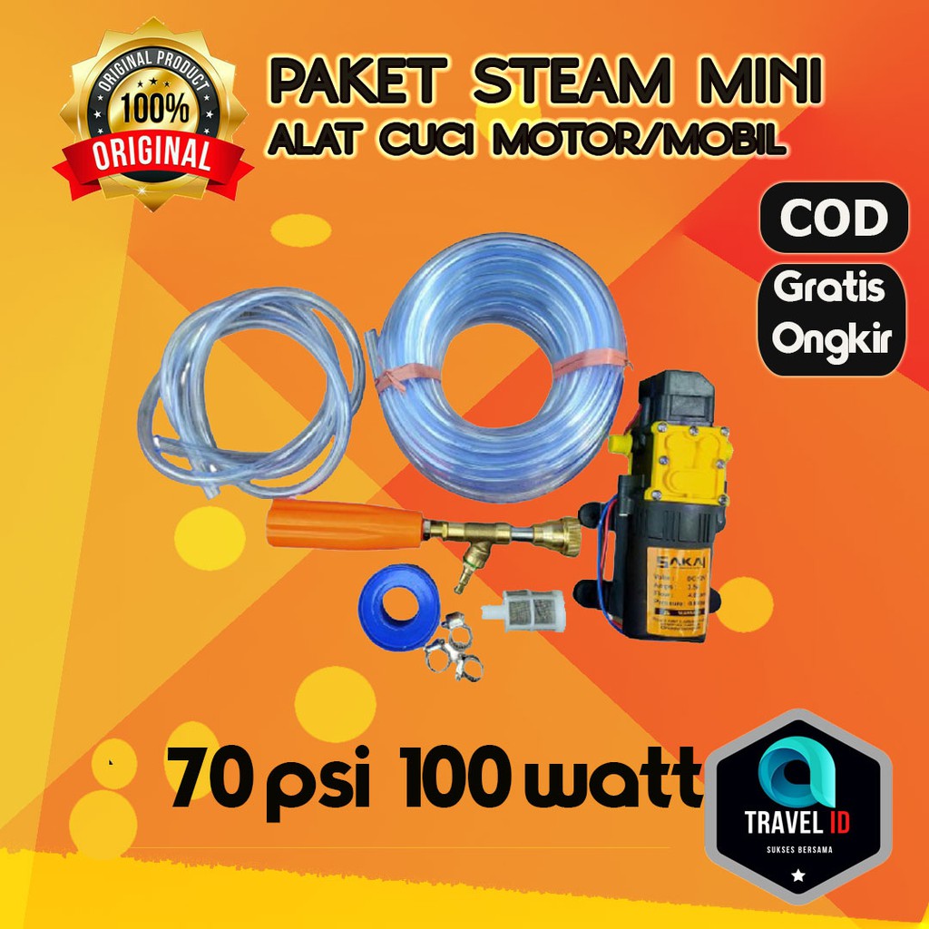 PAKET ALAT CUCI MOTOR MOBIL STEAM MINI  STIM MINI ALAT  CUCI MOTOR MOBIL PRAKTIS