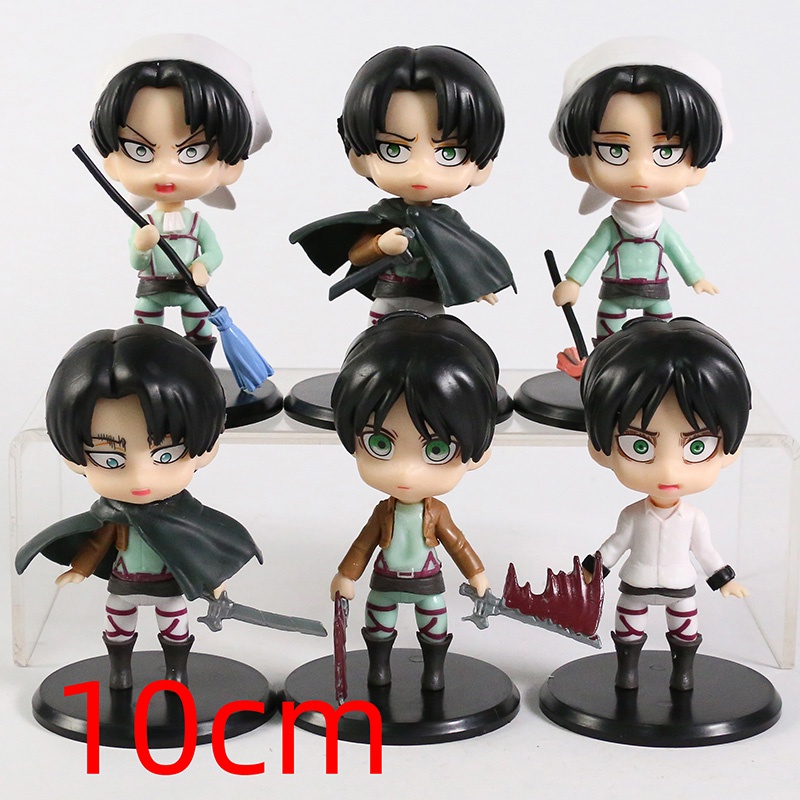 Figure Attack on Titan Eren Yeager Levi Ackerman set 6 pcs