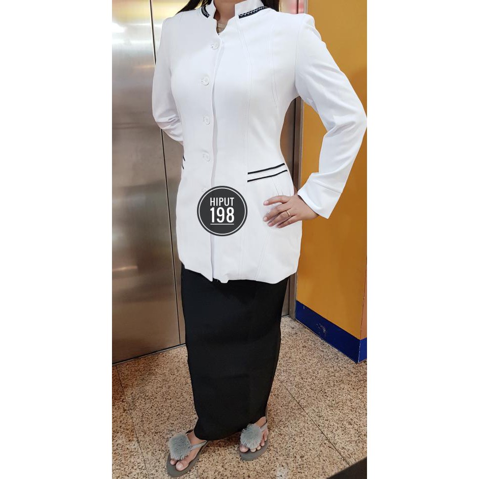 Blazer Putih Wanita, Seragam Putih Cewek, Seragam Jas Putih (Atasan)