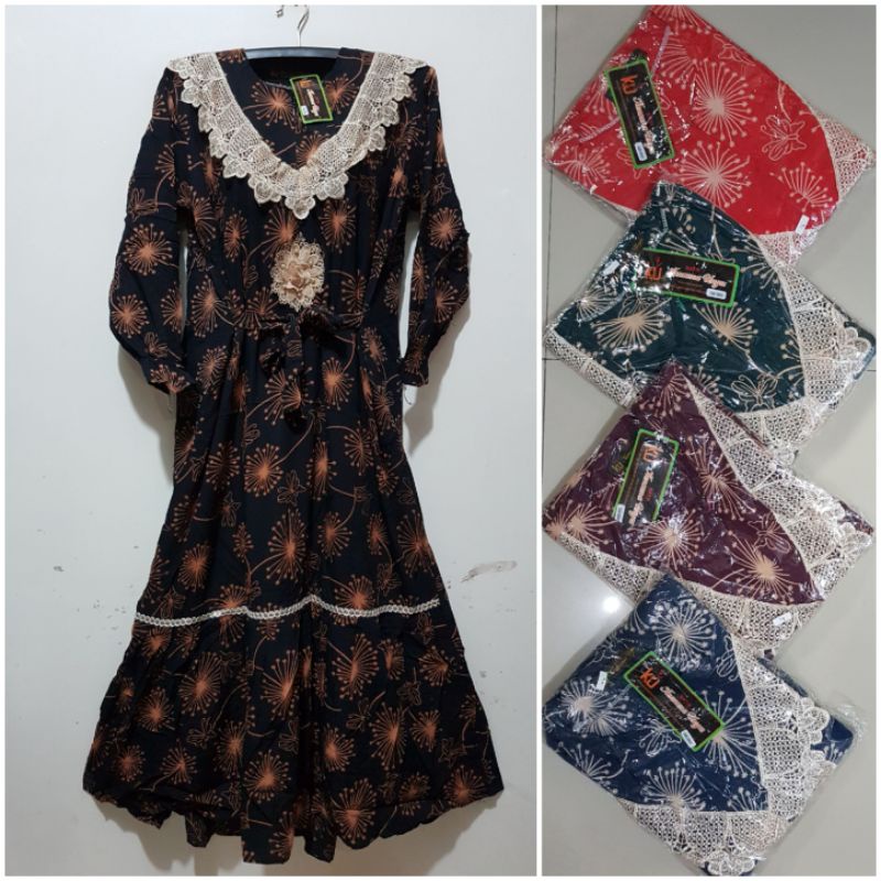 YULI - GAMIS RENDA LD 105 CM PB 123 CM BATIK KENCANA UNGU (KU)LEBEL HITAM(KUH)