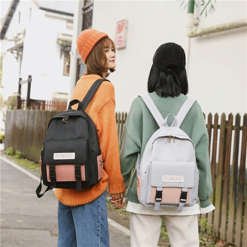 Twenty Bag - Tas Ransel Sekolah Anak Wanita Dan Pria Untuk Anak PAUD TK SD SMP REMAJA Terbaru 2021 Kekinian Motif Carakter FUMIAO COMBINASI Korean Sytle Multifungsi Bahan Canvas